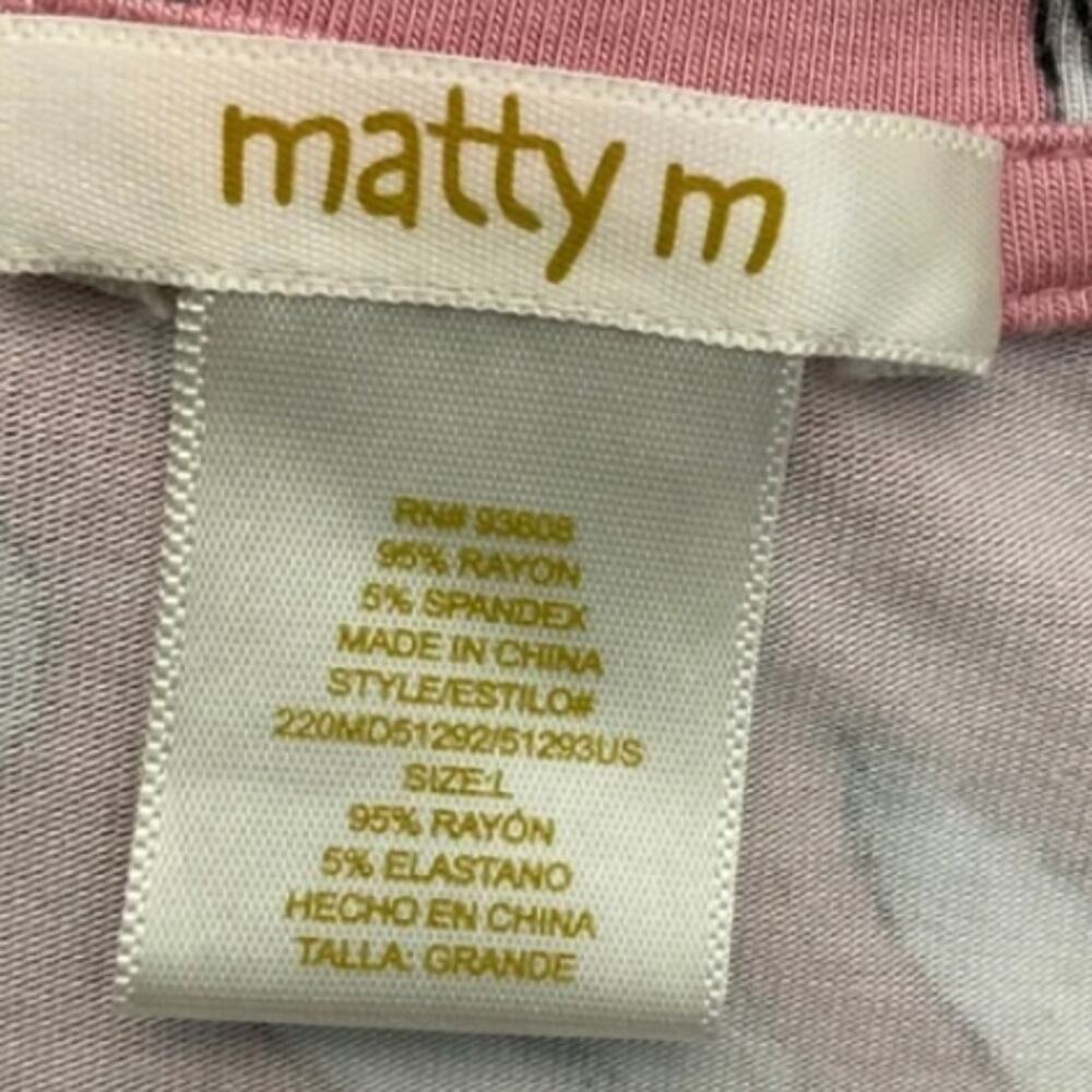 MATTY M Blush Pink faux wrap Dress Short Sleeve Jersey floral Cottagecore  L - Picture 14 of 14